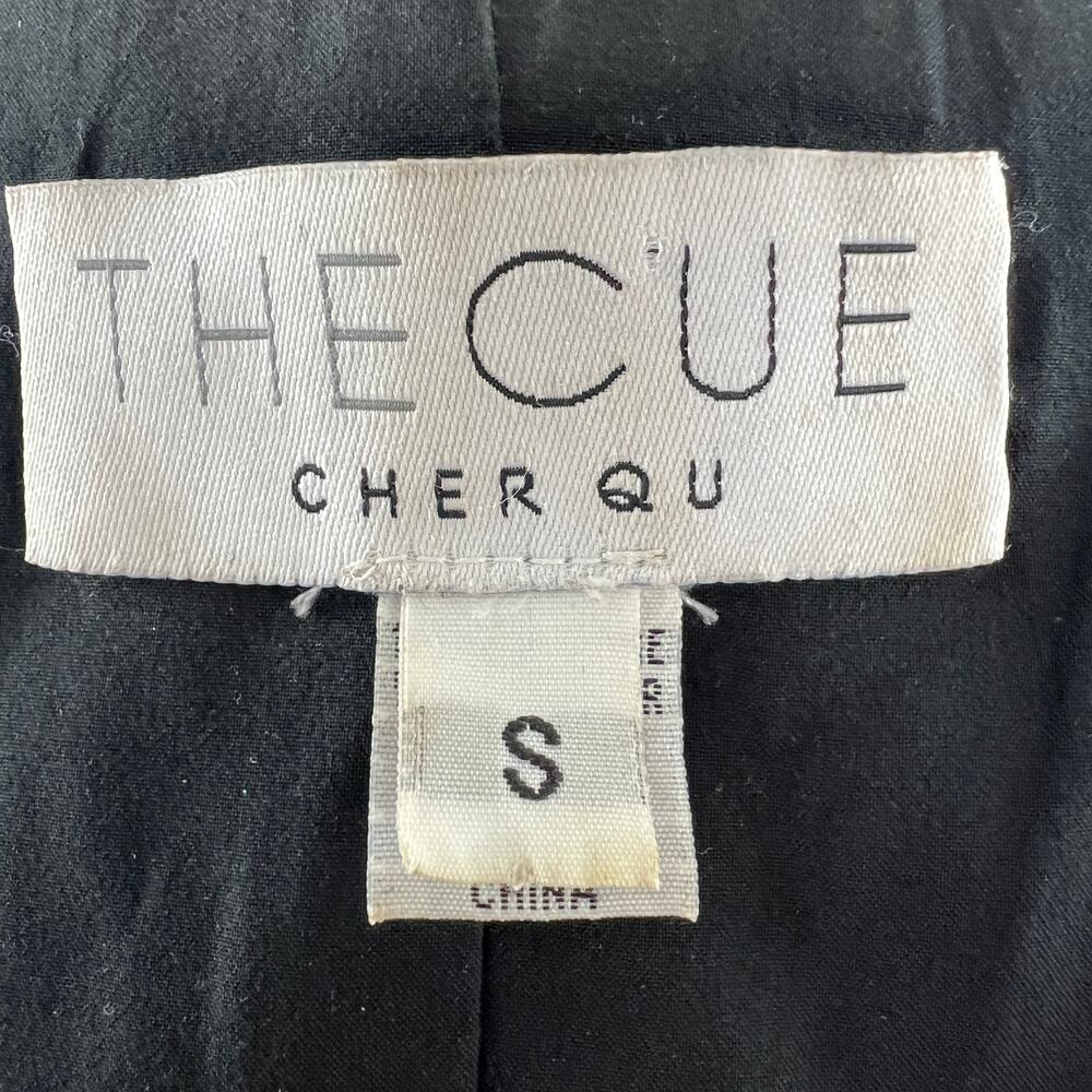 The Cue By Cher Qu Black Fur Vest Fitted Waist Hook & Eye V-Neck Size S Small View 6